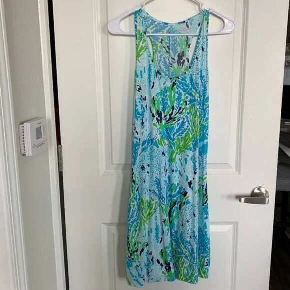 ✨Like New Lilly Pulitzer Cordon Racerback Dress Let's Cha Cha Spa Blue Size XS - Picture 4 of 12